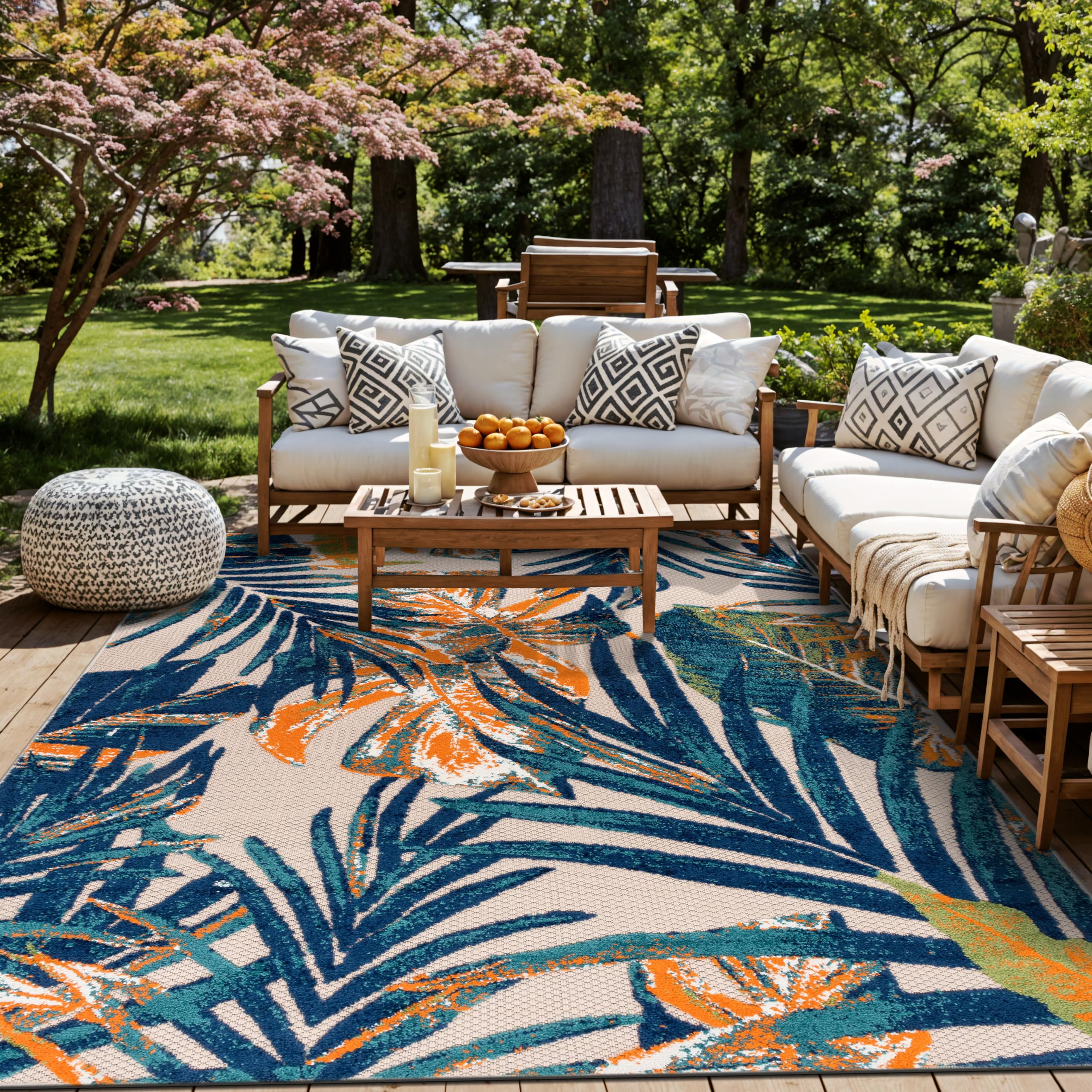 Amazon.com: Rugshop Tropical Floral Leaves Indoor/Outdoor Area Rug